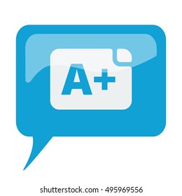 Blue speech bubble with white Rating icon on white background