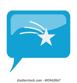 Blue speech bubble with white Shooting Star icon on white background