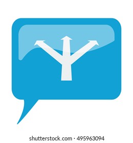Blue speech bubble with white Strategy icon on white background