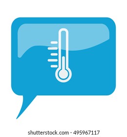 Blue speech bubble with white Temperature icon on white background