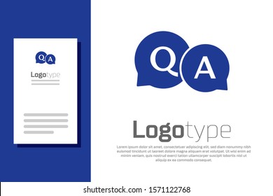 Blue Speech Bubbles With Question And Answer Icon Isolated On White Background. Q And A Symbol. FAQ Sign. Chat Speech Bubble And Chart. Logo Design Template Element. Vector Illustration