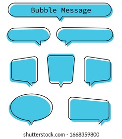 Blue speech bubbles. Set abstract bubble for message and comunication on white background.