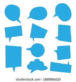 Blue speech bubbles vector set on a white background.