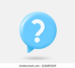 Blue speech cloud with question sign. 3d vector isolated illustration