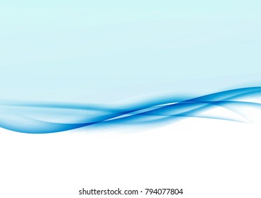 Blue speed abstract smoke lines border background. Vector illustration