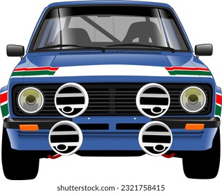 blue speed fast race track performance classic vintage antique oldschool retro car front side view wheels vector illustration