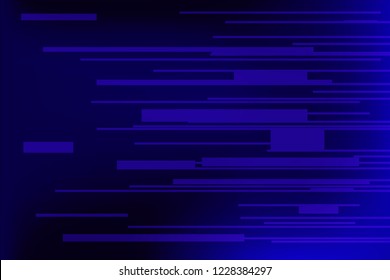 Blue speed light and stripes moving fast over dark background. Vector illustration.