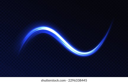Blue speed lights on dark background. Abstract laser beams of light. Chaotic neon lines. Futuristic dynamic motion technology.	