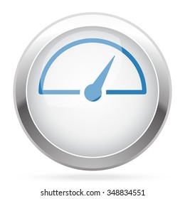 Blue Speed Meter icon on white glossy chrome app button