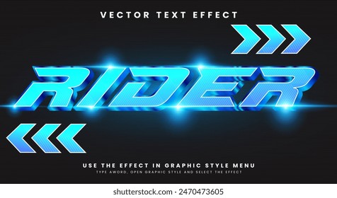 Plantilla de efecto de texto editable Blue Speed Rider con estilo moderno	