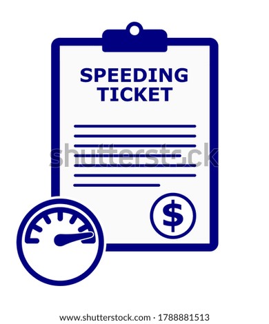 Blue speeding ticket citation vector set.