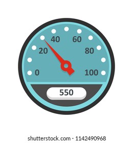 Blue speedometer icon. Flat illustration of blue speedometer vector icon for web isolated on white