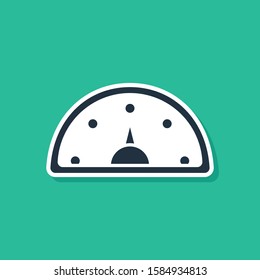 Blue Speedometer icon isolated on green background.  Vector Illustration
