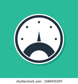 Blue Speedometer icon isolated on green background.  Vector Illustration