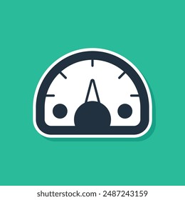 Icono de velocímetro azul aislado sobre fondo verde.  Vector
