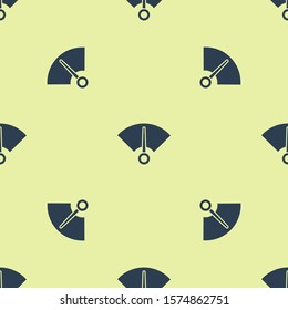 Blue Speedometer icon isolated seamless pattern on yellow background.  Vector Illustration
