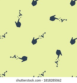 Blue Spell icon isolated seamless pattern on yellow background. The sorcerer hand performing spells.  Vector Illustration
