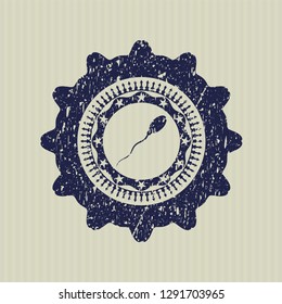 Blue sperm icon inside distressed grunge style stamp