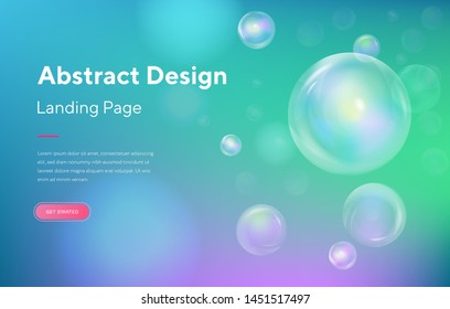 Blue Sphere bubble soap Abstract Motion Landing Page Background. Futuristic Digital Minimal Orb Gradient Pattern Template. Circle Creative Wallpaper Backdrop Website Web Page. 3d Cartoon