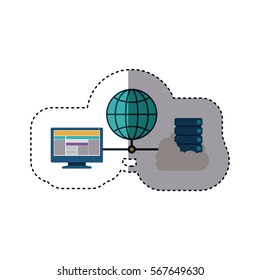 blue sphere with connect to laptop and file inside cloud