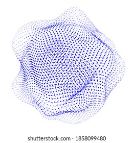 Blue sphere consisting of particles. Modern wireframe elements. Technology grid sphere. Vector illustration.
