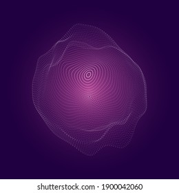 Blaue Kugel, bestehend aus Partikeln. Moderne WLAN-Elemente. Technologie-Gittersphäre. Vektorgrafik.