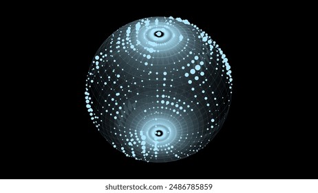 Esfera azul formada por puntos y líneas. Modernos Elementos de alambre. esfera de rejilla de Tecnología. Ilustración vectorial.