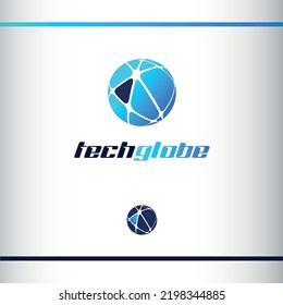 The Blue Sphere Logo. Abstract Globe With Arrow. Logo Design Template