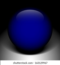 Blue sphere on background with shade