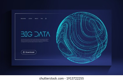 Blue sphere shield on blue background. Data protect digital illustration. Abstract sphere energy field. Technology barrier blue background. Wave flow data secure vector.