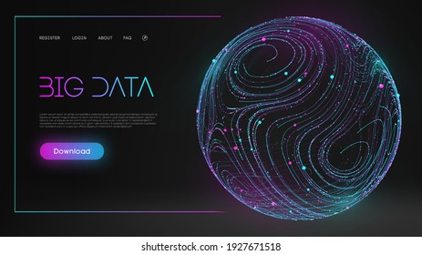 Blue sphere shield on dark background colorful data. Blue futuristic background. Abstract sphere energy field.