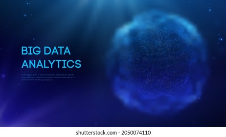 Blue sphere shield on dark background colorful data. Blue futuristic technology background. Abstract sphere energy field. Eps 10
