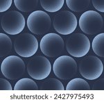 Blue Spheres Seamless Pattern Trend Vector Modern Blue Abstract Background. Dark Blue Balls Half Tone Art Illustration for Textile Print. Endless Graphic Loopable Abstraction Wallpaper Dotwork Texture