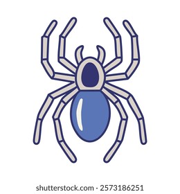 Blue spider flat icon isolated on white background. Arachnid vector illustration.