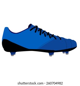 Blue spiked football shoe, football boots, american football shoe, sport shoe, vector isolated