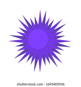 Blue spiky virus, molecule, bacterium cartoon model. Cartoon icon. Flat vector illustration, isolated on white background.