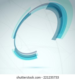 Blue spin round element abstract tech background - circle frame flying in the air. Vector illustration