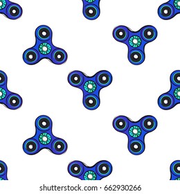 blue spinner. Vector hand drawn fashion illustration on white background in watercolor style