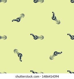 Blue Spinning reel for fishing icon isolated seamless pattern on yellow background. Fishing coil. Fishing tackle.  Vector Illustration