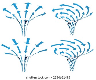 Ilustración vectorial de flecha espiral azul