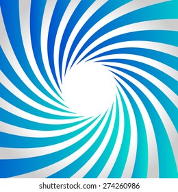 Blue spiral background. Abstract vortex, whirlpool background with twisted shapes,