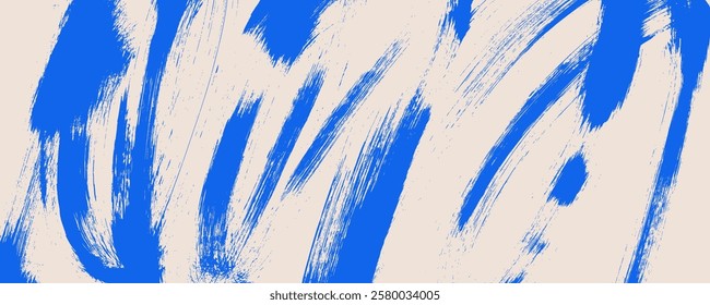 Blue spiral and curly brush stroke background with splatter spray paint texture. Vector contemporary swirled texture smears. Retro comic background for your graphic design, banner or poster.