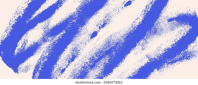 Blue spiral and curly brush stroke background with splatter spray paint texture. Vector contemporary swirled texture smears. Retro comic background for your graphic design, banner or poster.