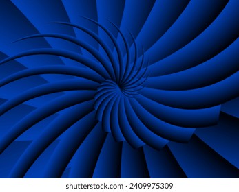 un diseño de espiral azul con fondo negro, fondo de ráfaga fractal de espiral azul abstracto, diseño de fondo de fondo 