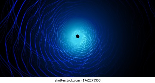 Ilustración vectorial abstracta de la red de comunicación de ondas digitales en espiral azul