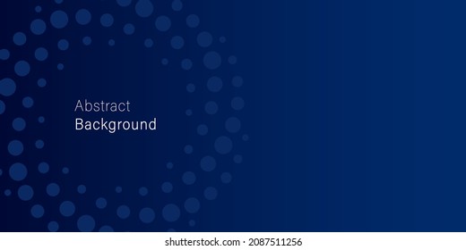 blauer, spiralgepunkteter Hintergrund. Navy blauer Hintergrund mit Circle Halftone. Farbverlauf-Leere Hintergrund mit Vortex-Punkten. Minimalistisches Trendlayout. Abstraktes modernes Design. Vektorgrafik.
