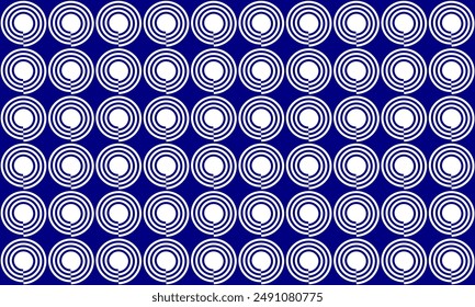 Blue spiral line repeat pattern, replete image, on white background design for fabric printing, round patter
