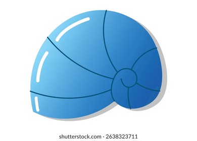 Blue spiral nautilus shell illustration with glossy finish.