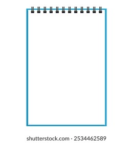 Blue spiral notepad with blank pages is isolated on white background ready for your message