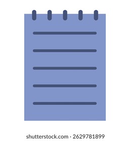 Ícone azul do bloco de notas em espiral. Ilustração vetorial
